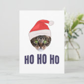 Invitation Chat de Noël avec chapeau de Père Noël, Ho Ho ho (Debout devant)