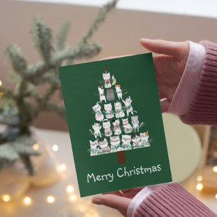 Invitation Chat de Noël Funny Tree