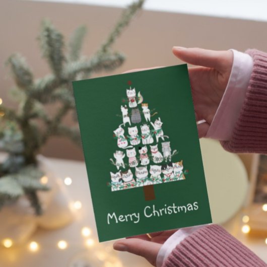Invitation Chat de Noël Funny Tree