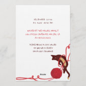 Invitation Chat de Noël joyeux - Chat joueur avec des rubans (Dos)
