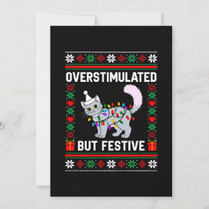 Invitation Chat de Noël laid surstimulé mais festif