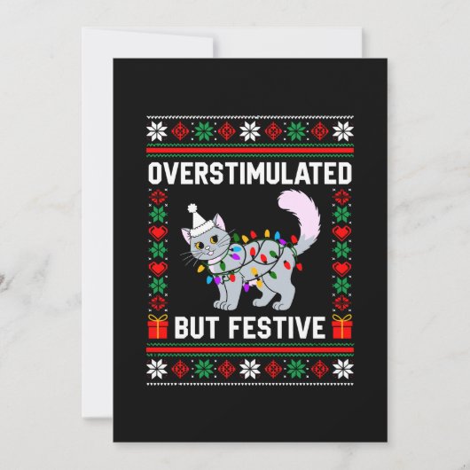 Invitation Chat de Noël laid surstimulé mais festif (Devant)