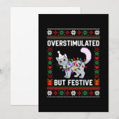 Invitation Chat de Noël laid surstimulé mais festif (Devant / Derrière)