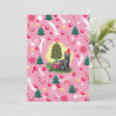 Invitation Chat de Noël rose (Debout devant)