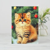 Invitation Chat de Noël Vintage (Debout devant)