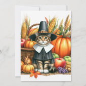 Invitation Chat de pèlerin de Thanksgiving et Citrouilles (Dos)