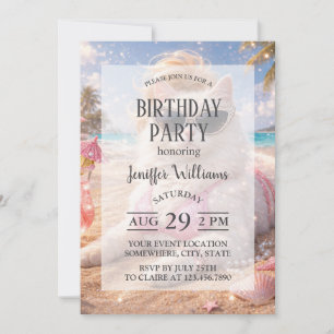 Invitation Chat de plage glamour avec lunettes de soleil et b