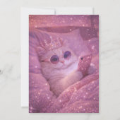 Invitation Chat de princesse gâtée textant au lit (Dos)