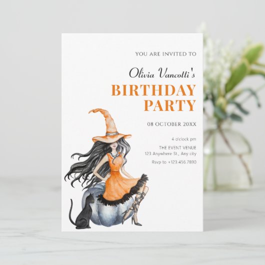 Invitation Chat de sorcière  (Debout devant)