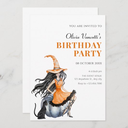 Invitation Chat de sorcière  (Devant / Derrière)