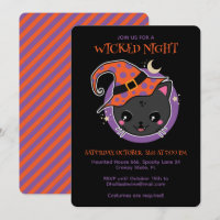 Chat de sorcière kawaii fête d'Halloween