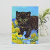 Invitation Chat de style Van Gogh avec tournesols (Debout devant)