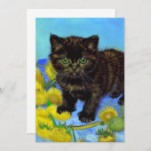 Invitation Chat de style Van Gogh avec tournesols (Devant / Derrière)