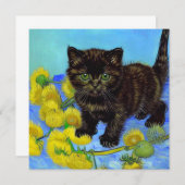 Invitation Chat de style Van Gogh avec tournesols (Devant / Derrière)