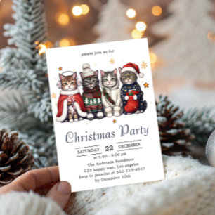 Invitation Chat de vacances festif Fête de Noël de chats m