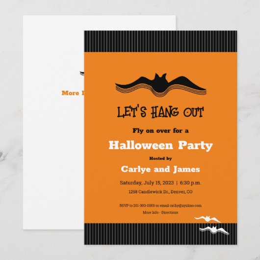 Invitation Chat d'Halloween, Allons-y (Devant / Derrière)