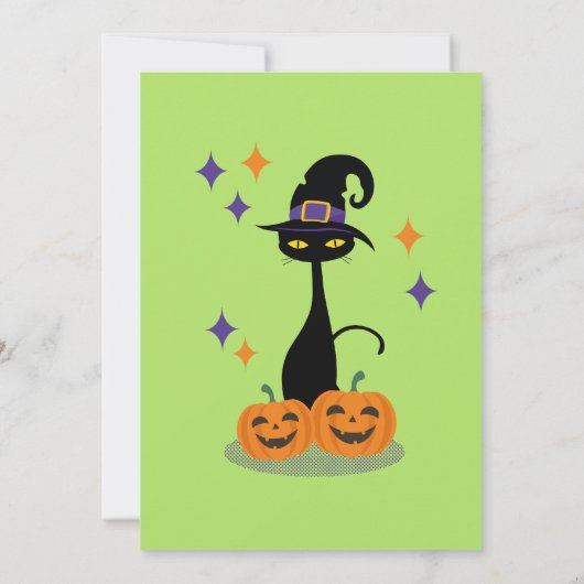 Invitation Chat d'Halloween atomique du milieu du siècle (Dos)