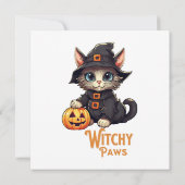 Invitation Chat d'Halloween aux pattes de sorcière (Dos)