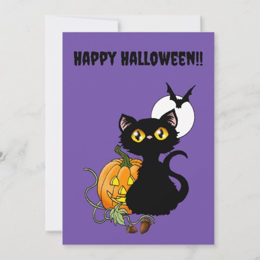 Invitation Chat d'Halloween mignonne (Dos)