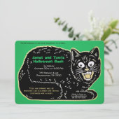 Invitation Chat d'Halloween rétro personnalisable (Debout devant)