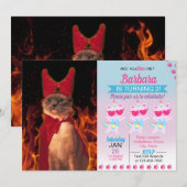 Invitation Chat drôle en costume de diable d'Halloween (Devant / Derrière)