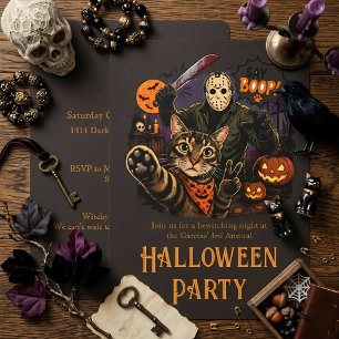 Invitation Chat drôle & Jason Voorhees disent Boop! Halloween