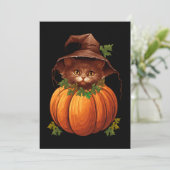 INVITATION CHAT DRÔLE MIGNON CITROUILLE (Debout devant)