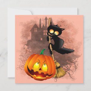 Invitation Chat effrayé par Citrouille Fun Halloween caractèr