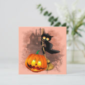 Invitation Chat effrayé par un personnage amusant d'Halloween (Debout devant)