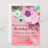 INVITATION CHAT ÉLÉGANT, GRANDE DIVA CASQUETTE ET ROSE ANNIVE (Dos)