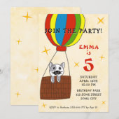 Invitation Chat en Anniversaire de enfant de ballon à air (Devant / Derrière)