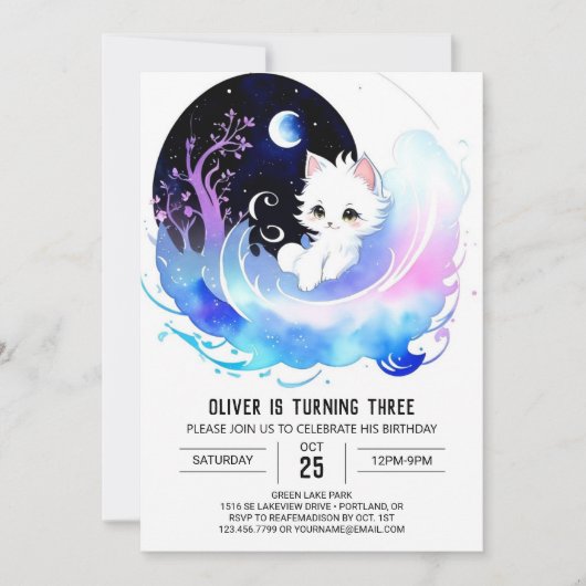Invitation Chat en ligne Anniversaire enchantée (Devant)