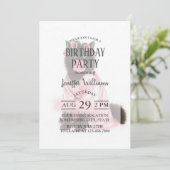 Invitation Chat en robe rose avec bigoudis et bubble gum (Debout devant)