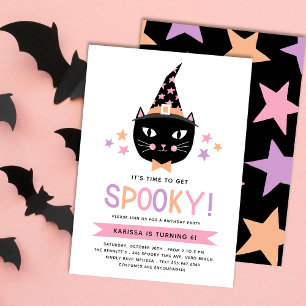 Invitation Chat en sorcière noire mignonne Pastel Halloween A