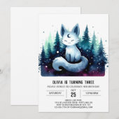 Invitation Chat enchanté mignon Anniversaire (Devant / Derrière)