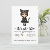 Invitation Chat Enfant Cute À L'Halloween En Costume (Debout devant)