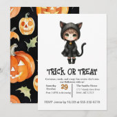 Invitation Chat Enfant Cute À L'Halloween En Costume (Devant / Derrière)