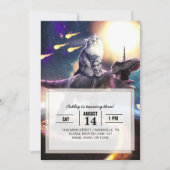 Invitation Chat équitation dinosaure licorne dans l'espace (Devant)