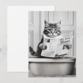 Invitation Chat est assis sur la Toilette, chat lire une nouv (Devant / Derrière)