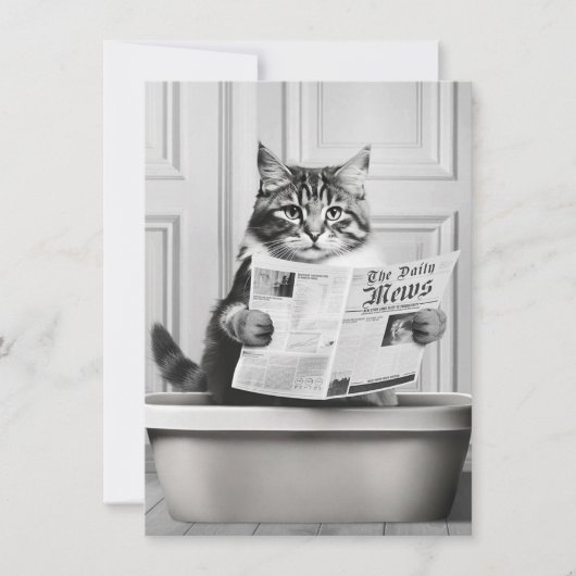 Invitation Chat est assis sur la Toilette, chat lire une nouv (Devant)