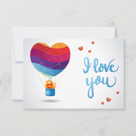 Invitation Chat et ballon d'amour (Devant)