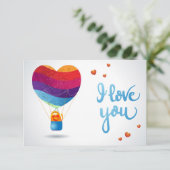 Invitation Chat et ballon d'amour (Debout devant)