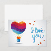 Invitation Chat et ballon d'amour (Devant / Derrière)