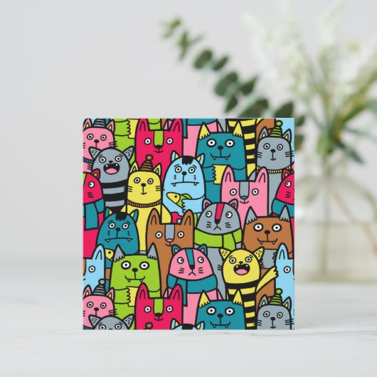 Invitation Chat et chatons (Debout devant)