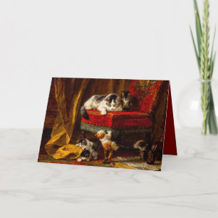 Invitation Chat et chatons Jouer avec chaise