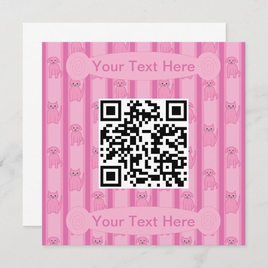 Invitation Chat et chien amusant et fantaisiste QR Code (Devant / Derrière)