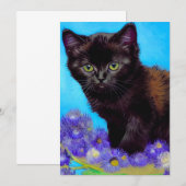 Invitation Chat et fleurs de Van Gogh (Devant / Derrière)