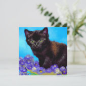 Invitation Chat et fleurs de Van Gogh (Debout devant)
