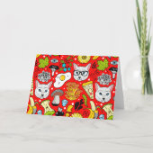 Invitation Chat et oeuf sur le rouge (Dos)