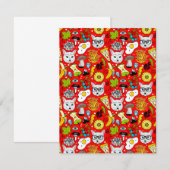 Invitation Chat et oeuf sur le rouge (Devant / Derrière)